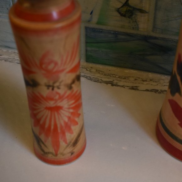 Vintage Kokeshi Wooden Hand Painted Japanese Dolls-Set of 2 - Picture 7 of 16